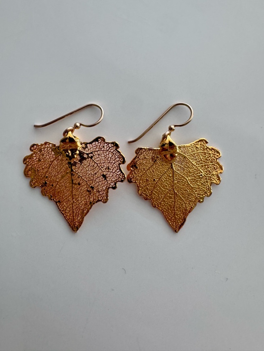 Gold Dipped Cottonwood Leaf Earrings - 1.5” long